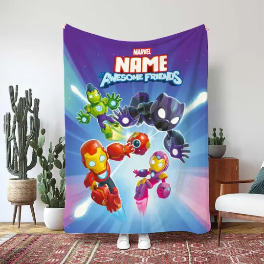 Iron Man And His Awesome Friends Custom Superhero Fleece Blanket