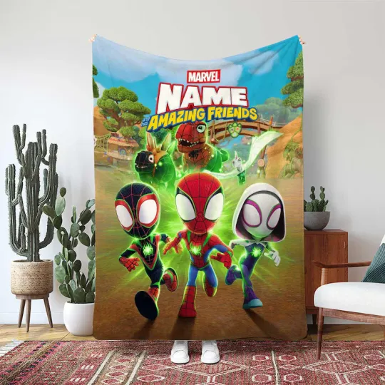 Discover Spidey And His Amazing Friends Blanket, Personalized Name Custom Fleece Blanket