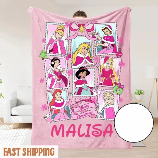 Discover Personalized Love Disney Princess Disneyland Funny Gifts Fleece Blanket
