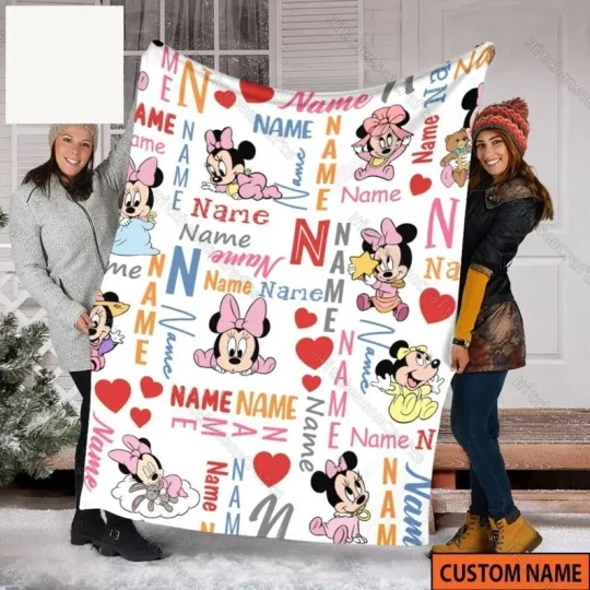 Discover Custom Name Disney Baby Minnie Mouse Fleece Blanket
