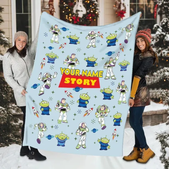 Disney Toy Story Buzz Lightyear And Aliens Personalized Fleece Blanket