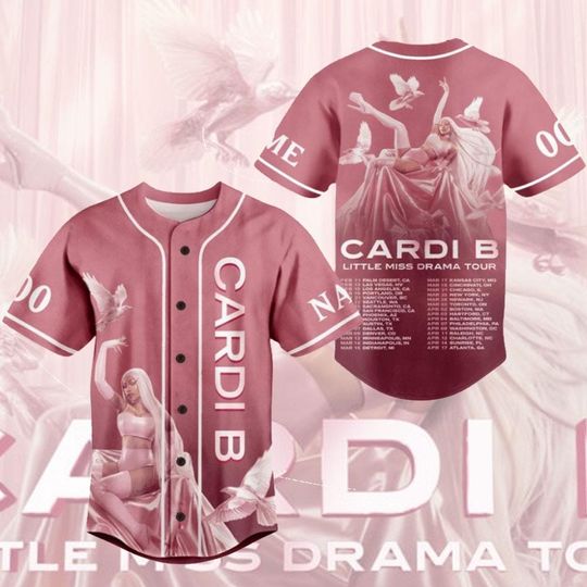 Custom Cardi B Little Miss Drama Tour 2026 Baseball Jersey Shirt, Hip Hop Concert Fan Merchandise