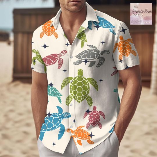 Discover Cool Sea Turtle Button-Up Shirt for Summer Beach Fans