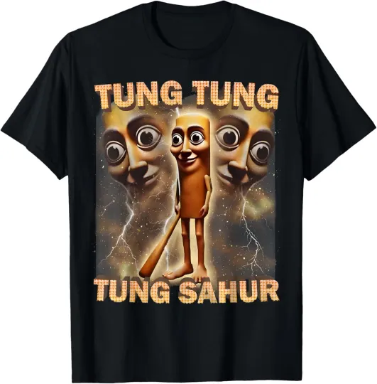 Discover Tung Tung Tung Sahur Funny Meme Brainrot Humor T-Shirt