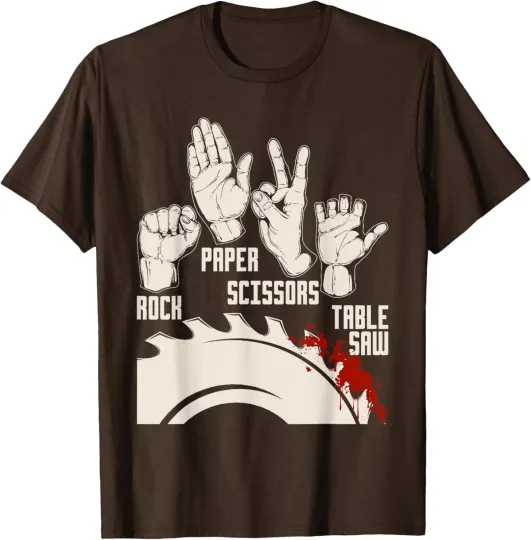 Discover Rock Paper Scissors Table Saw Funny Woodworking T-Shirt