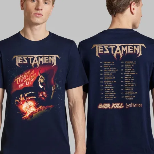 Discover Testament Thrash Of The Titans North America 2026 Tour Schedule Dates T-Shirt