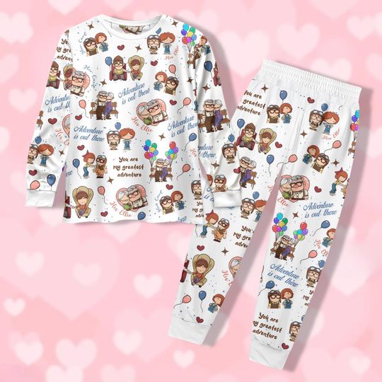 Discover Carl And Ellie Pajamas Set, Disney Up Pajamas Pants, His Carl Her Ellie, Disney Wedding Long Sleeve Pajama, Disney Wife Husband Pajama