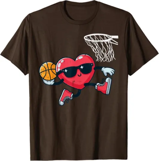 Discover Valentines Day Basketball Dunking Sports Present Love T-Shirt