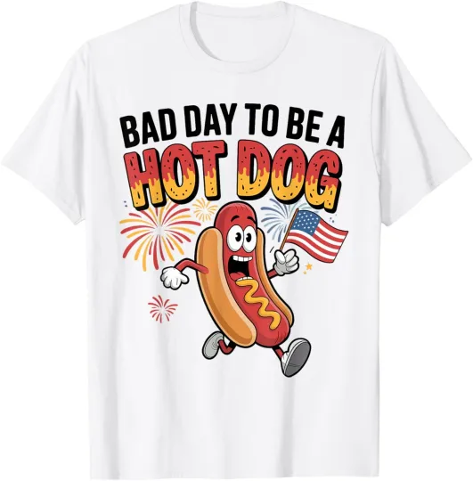 Discover Bad Day to Be a Hot Dog Funny 4th of July Hotdog T-Shirt