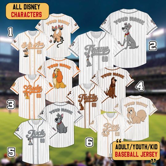 Personalized Lady And The Tramp Baseball Jersey, Custom Lady And The Tramp Jersey