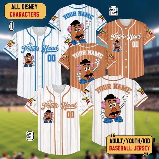 Discover Personalized Disney Mr. Potato Head Baseball Jersey, Custom Disney Toy Story Characters Jersey, Disney Family Trip, Baseball Matching Shirt