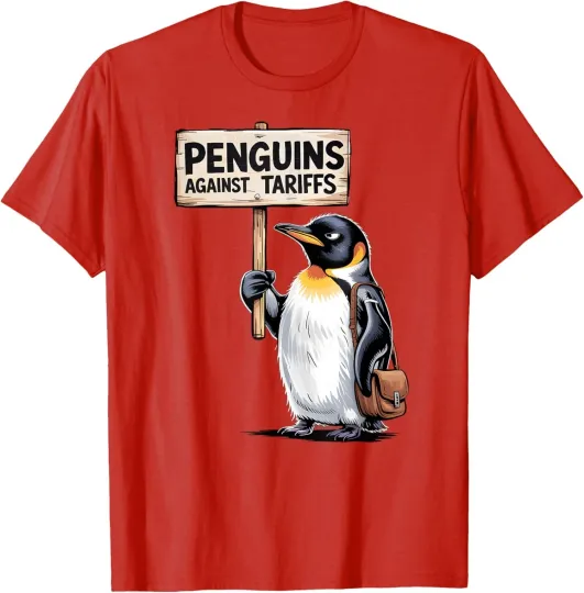Discover Funny Penguin Resist Penguins Protest Against Tariffs T-Shirt