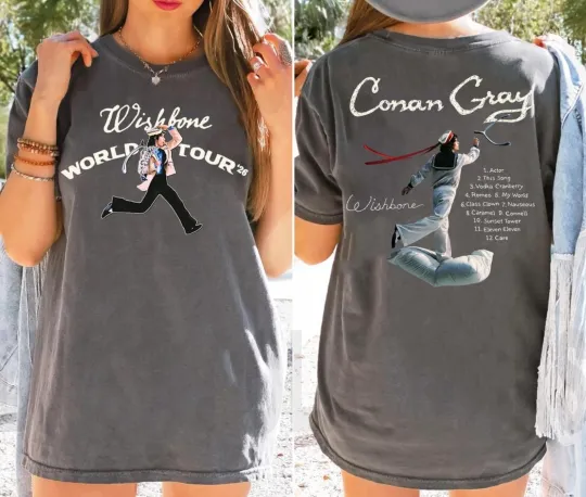 Vintage Conan Gray 2026 Tour Dates Shirt, Double Sided Wishbone T-Shirt