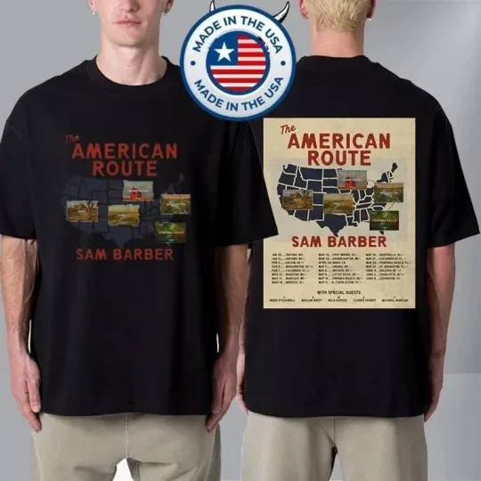 Discover Sam Barber The American Route Tour 2026 Schedule Tour Dates T-Shirt