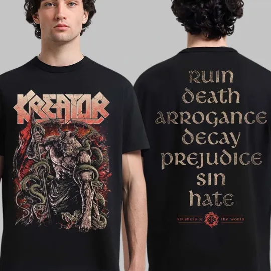 Discover Kreator Krushers Of The World Merch Seven Serpents T-Shirt