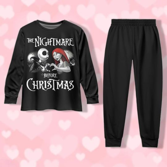 Discover Jack Skellington Disney Pajama Set for Adults, Long Sleeve Sleepwear, His Jack and Sally Valentines Lounge Pants
