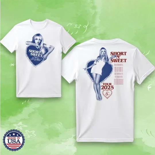 Sabrina Carpenter Short N' Sweet Heart Ivory Residency T-Shirt
