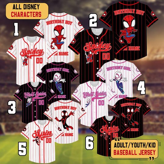 Discover Personalize Birthday Spidey And Friends Baseball Jersey