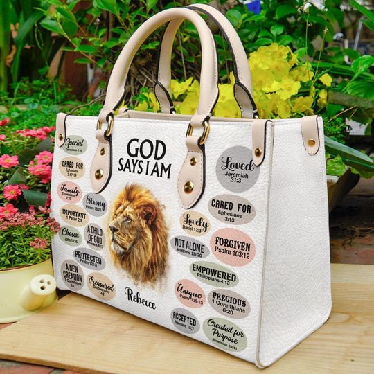 God Says You Are Bible Verse Leather Handbag, Custom Christian Tote Bag Gift, God Faith Believers, Gift For Jesus Lovers Bags
