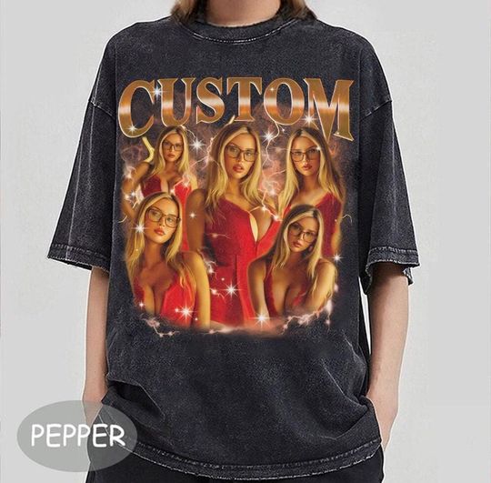 Discover Custom Girlfriend Boyfriend Bootleg Valentine Shirt, Shirt with Face Photo Vintage, Custom Girlfriend Shirt, Wife Shirt, Dog Shirt, Cat Tee