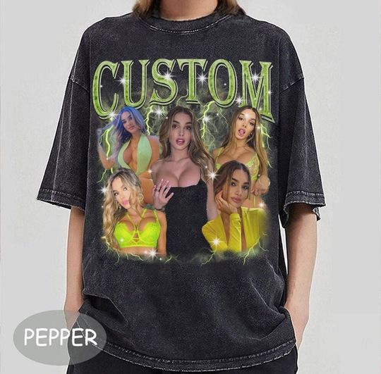 Custom  Retro Girlfriend T-Shirt, Personalized Vintage 90s Photo Graphic for Couples