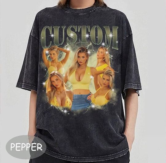 Discover Custom Girlfriend Bootleg Shirt, Boyfriend Shirt, Shirt With Girlfriend Face, Custom Pet Photo, Vintage Graphic 90s Tee, Custom Image Wife