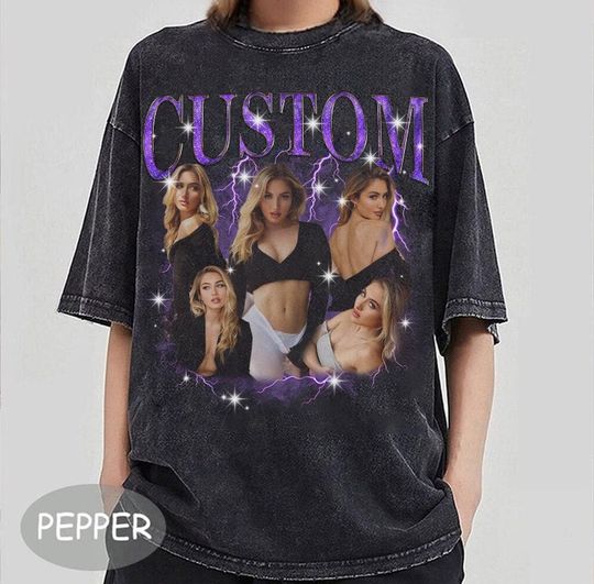 Discover Custom Photo Bootleg Rap Tee, Vintage Graphic 90s Shirt, Shirt with Face Photo, Girlfriend Shirt, Insert Your Design, Your Own Bootleg