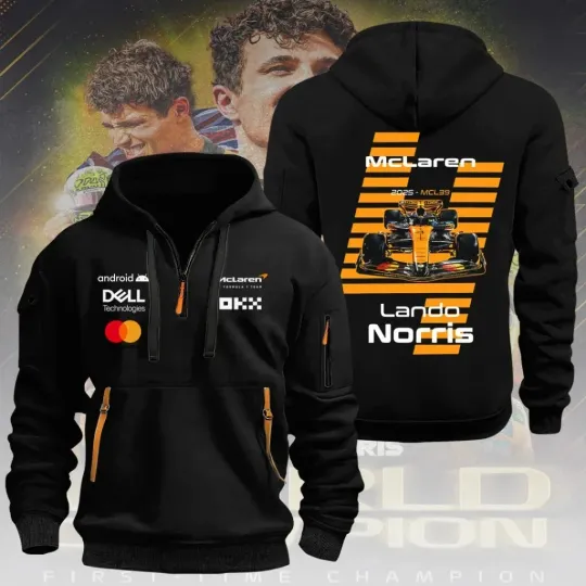 Lando Norris World Champion 2025 2D Quarter Zip Hoodie