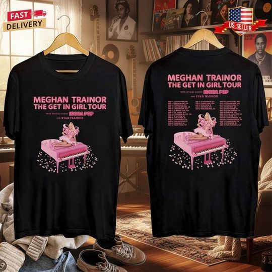 Discover Meghan Trainor The Get In Girl Tour 2026 T-shirt, Concert Merch Gift For Fan, Pop Music Shirt Concert Outfit Vintage 90s Poster Graphic Tee
