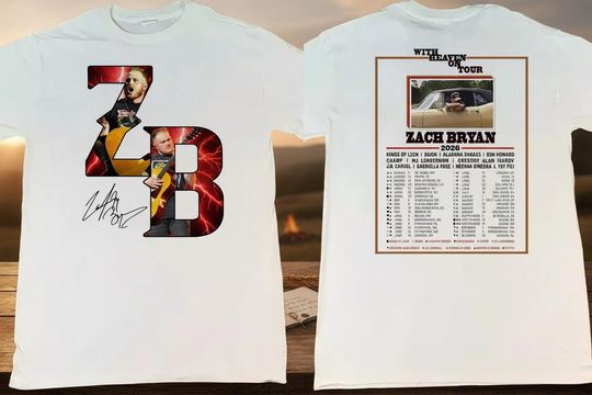 Discover ZB With Heaven On Tour 2026 T-Shirt, Zach On Tour 2026 Fan Gift Concert Shirt, Country Music Concert Tee, Tracklist Back Print, Gift for Fan