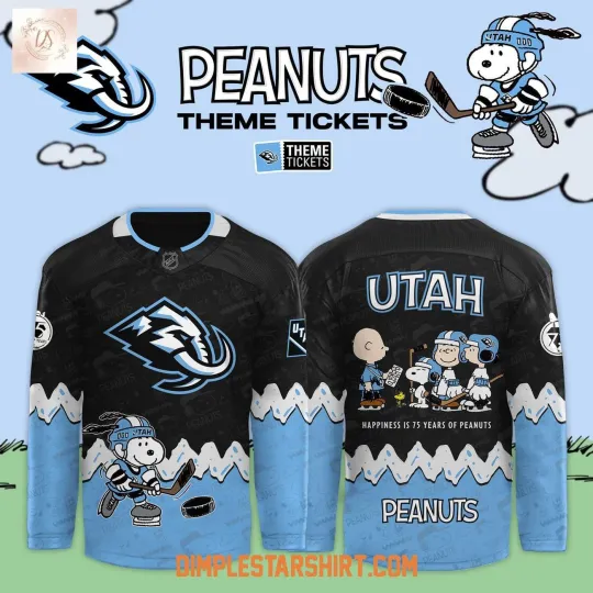 Discover Utah Mammoth 75th Anniversary Peanuts Hockey Jersey Men's