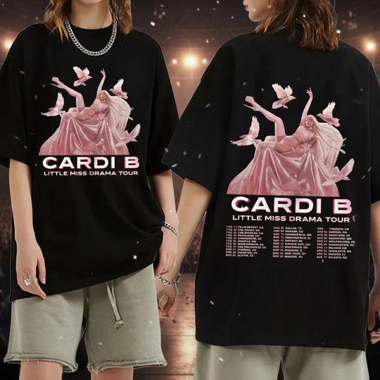 Discover Cardi B Little Miss Drama Tour 2026 Cardi B Tour 2026 T-Shirt, Concert Merch Fans Gift, Hip Hop Rapper Music Merch Unisex Tee, Retro Dates