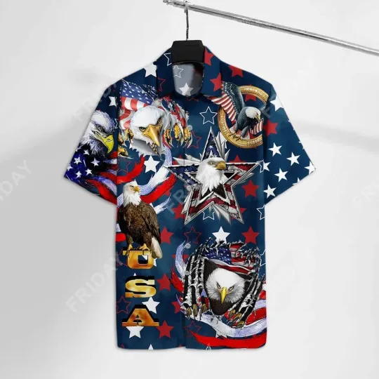 Discover 4Th Of July Hawaiian Shirt, Usa Flag Star Eagle Hawaiian Shirt, 4Th Of July  Shirt