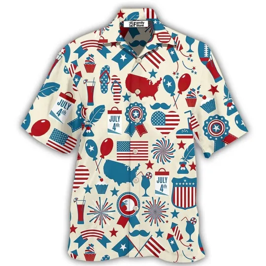 Discover America Independence Day Fourth Of July Independence Hawaiian Shirt