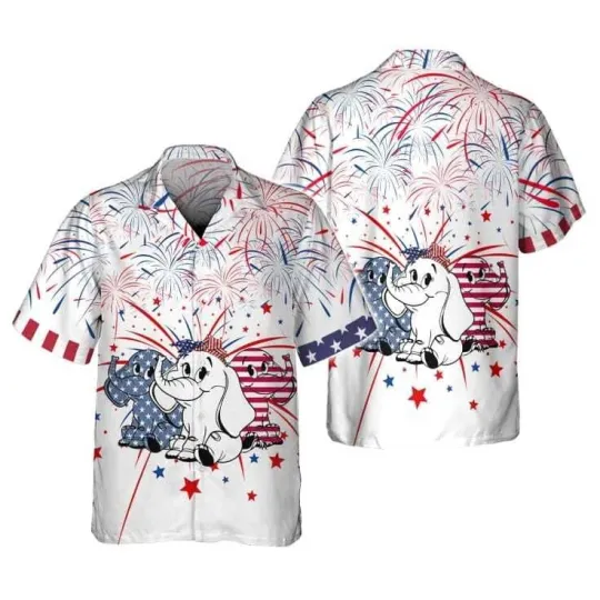 Discover Independence Day Elephant Hawaiian Shirt