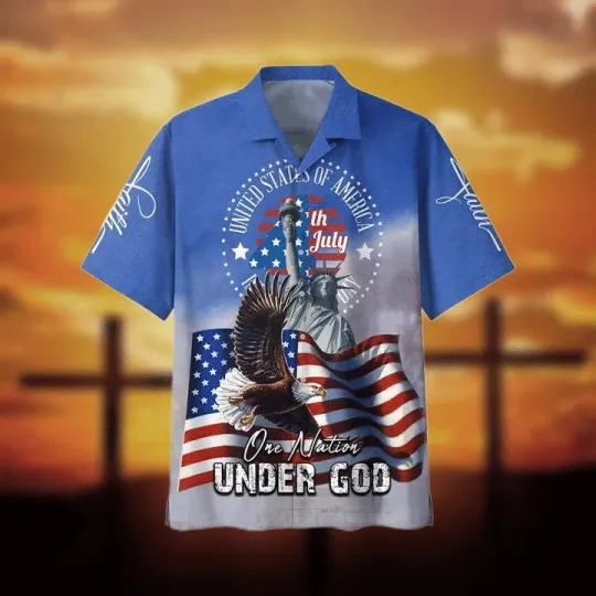 4Th July One Nation Under God Independence Day Hawaiian Shirt