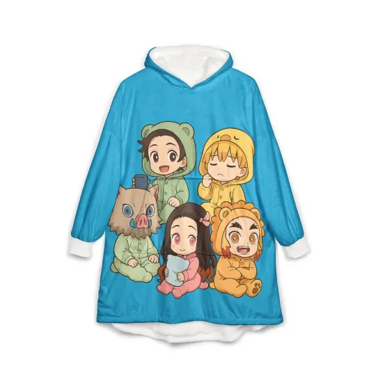 Discover Anime Hooded Blanket Japanese Style Wearable Blanket for Clothing and Hoodies