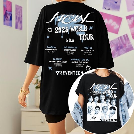 Discover Seventeen World Tour New_ Shirt, Seventeen World Tour 2025 Shirt, Seventeen Happy Burstday Shirt, Seventeen Nana Tour Members Tee Sweater