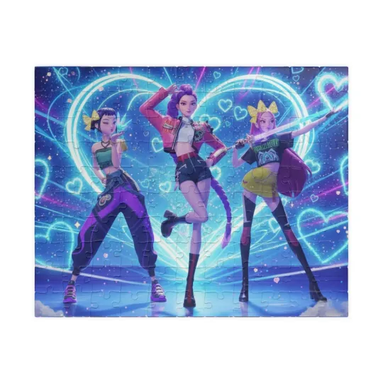 Discover Kpop demon hunters jigsaw puzzle toys for girls, 110 piece colourful puzzle gift