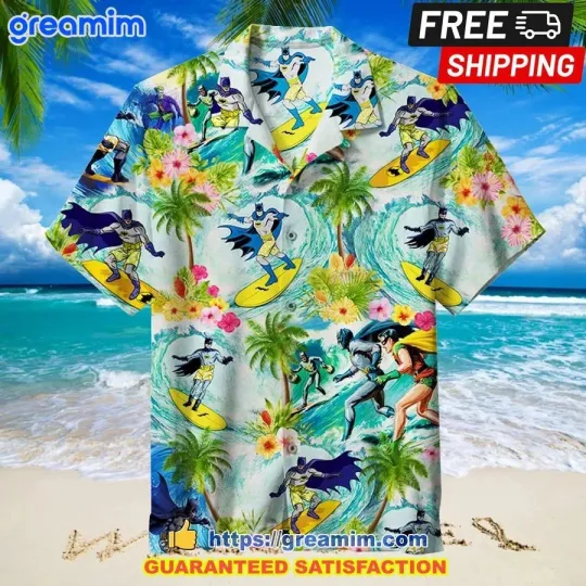 Discover Batman Surfing Tropical Short Sleeve Hawaiian Shirt