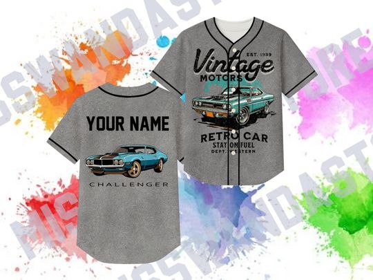 Discover Custom Vintage Car Baseball Jersey  Retro Muscle Car, Personalized Name