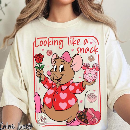 Discover Funny Gus Gus Mouse Valentine's Day Shirt, Disney Cinde Mouse Looking Like A Snack Tee, Funny Gus Gus Shirt, Disneyland Valentine Gift