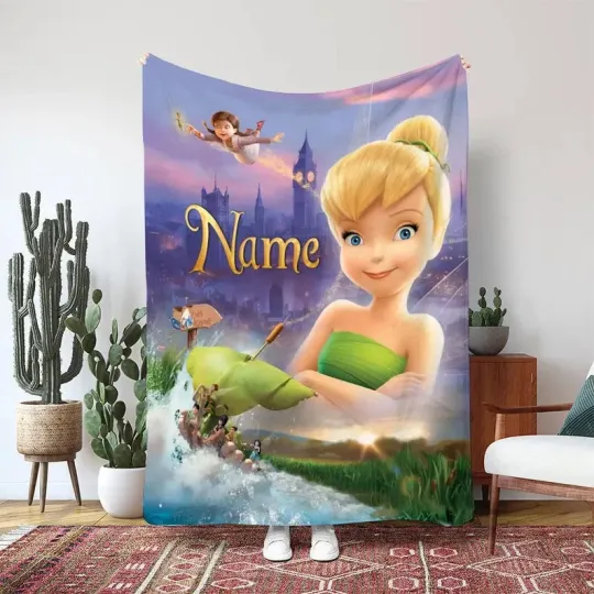 Discover Disney Tinkerbell Fairies Fleece Bed Custom Blanket Gift For Fan, Kids