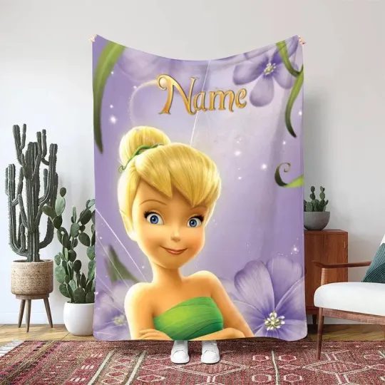 Discover Disney Tinkerbell Fairies Fleece Bed Custom Blanket Gift For Fan, Kids