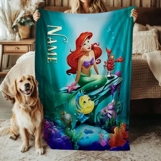Discover Disney Mermaid Fleece Bed Custom Blanket Gift For Fan, Kids
