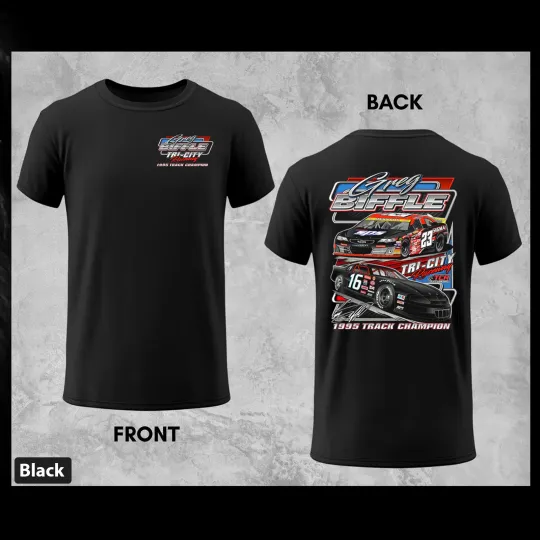 Discover Greg Biffle Tri-City Raceway 1995 Track Champion T-Shirt Both Sides