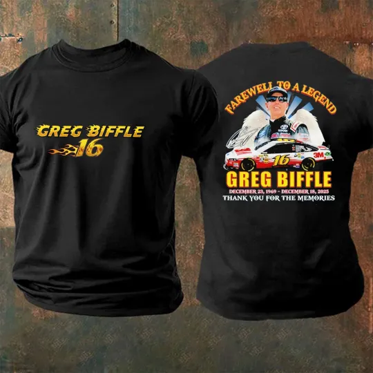 Discover Greg Biffle TShirt, 1969-2025 Thanks You For The Memories TShirt!!