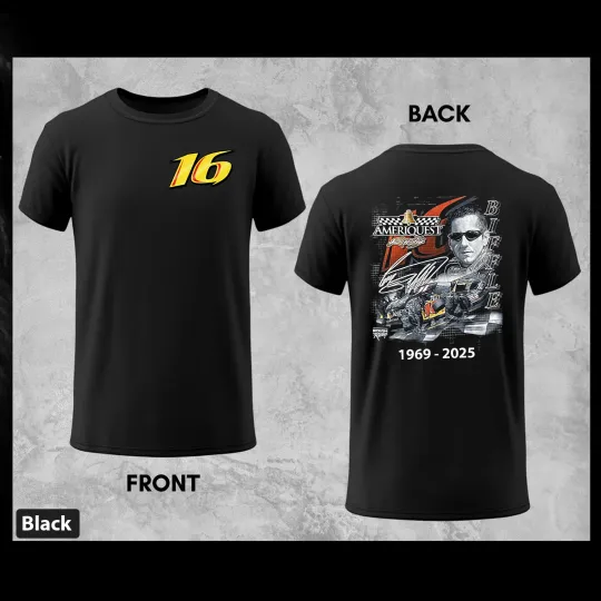 Discover 16 Greg Biffle T-Shirt, Legend Tribute 1969-2025 Both Sides Black Shirt