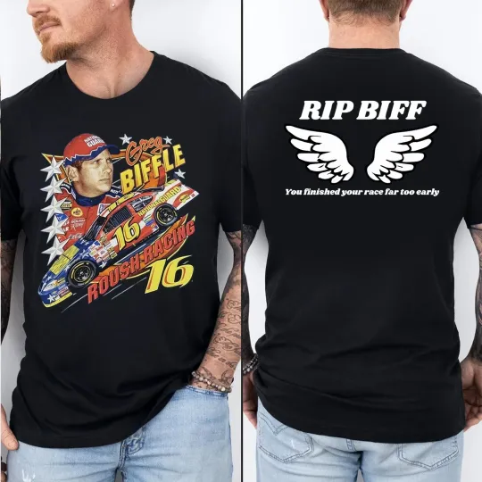 16 Greg Biffle Memorial Tribute T-Shirt RIP BIFF Racing Legend Both Sides
