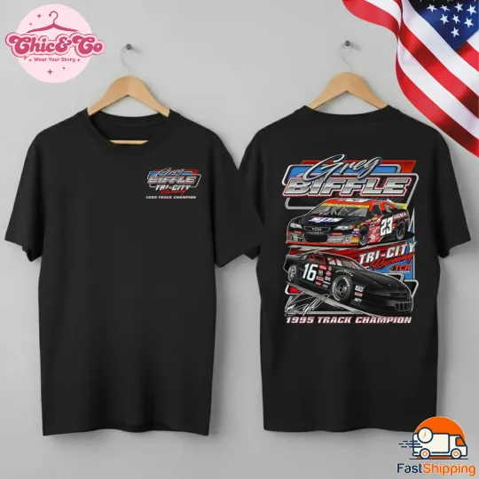 Discover Greg Biffle Raceway 1995 Track Champion T-Shirt Reprint S-5XL Gift For Fans